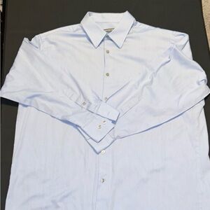 Lt. Blue pinned stripes subtle not so visible classic fit- wrinkle free w/pocket